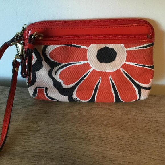 Coach Red Floral Wristlet - Picture 1 of 10